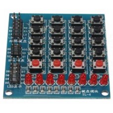 Keypad 4x4 + 4 Drukschakelaars + 8 x LED