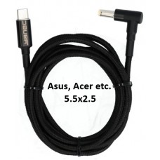 Laadkabel USB-C - 5.5x2.5mm 1,8M Yanec YCA011